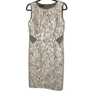 Lafayette 148 New York Long Sleeve Dress in Cream and Brown